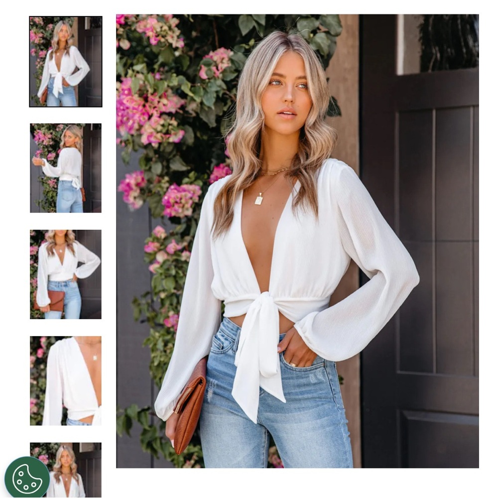 VICI Tyche White Tie-Front Blouse New Without Tags ( Never Worn) 36-38 Chest